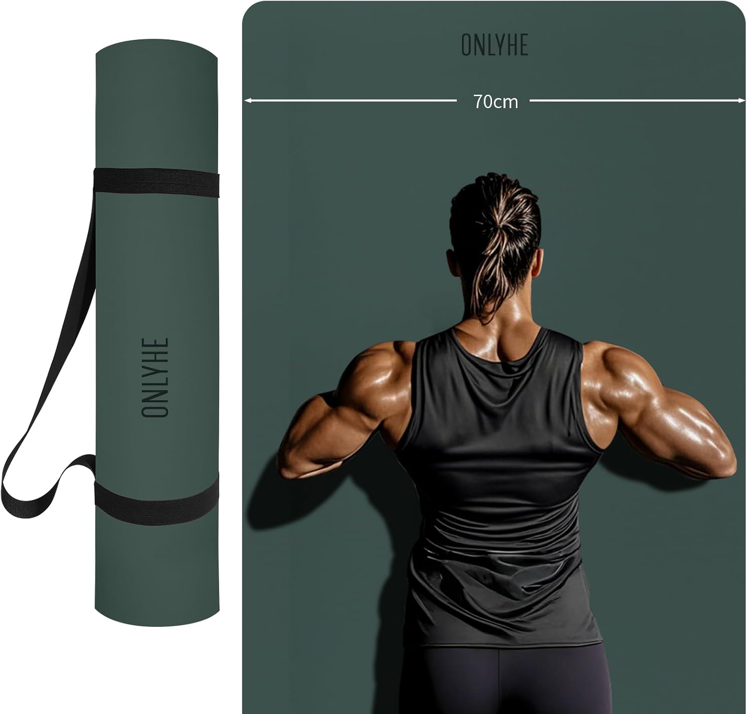 Extra Wide yoga mat 70cm Non Slip POE Exercise Mat Eco Friendly High Resiliency Fitness Mats With Strap for Women,gymnastics, Pilates, Home, Floor, Workout