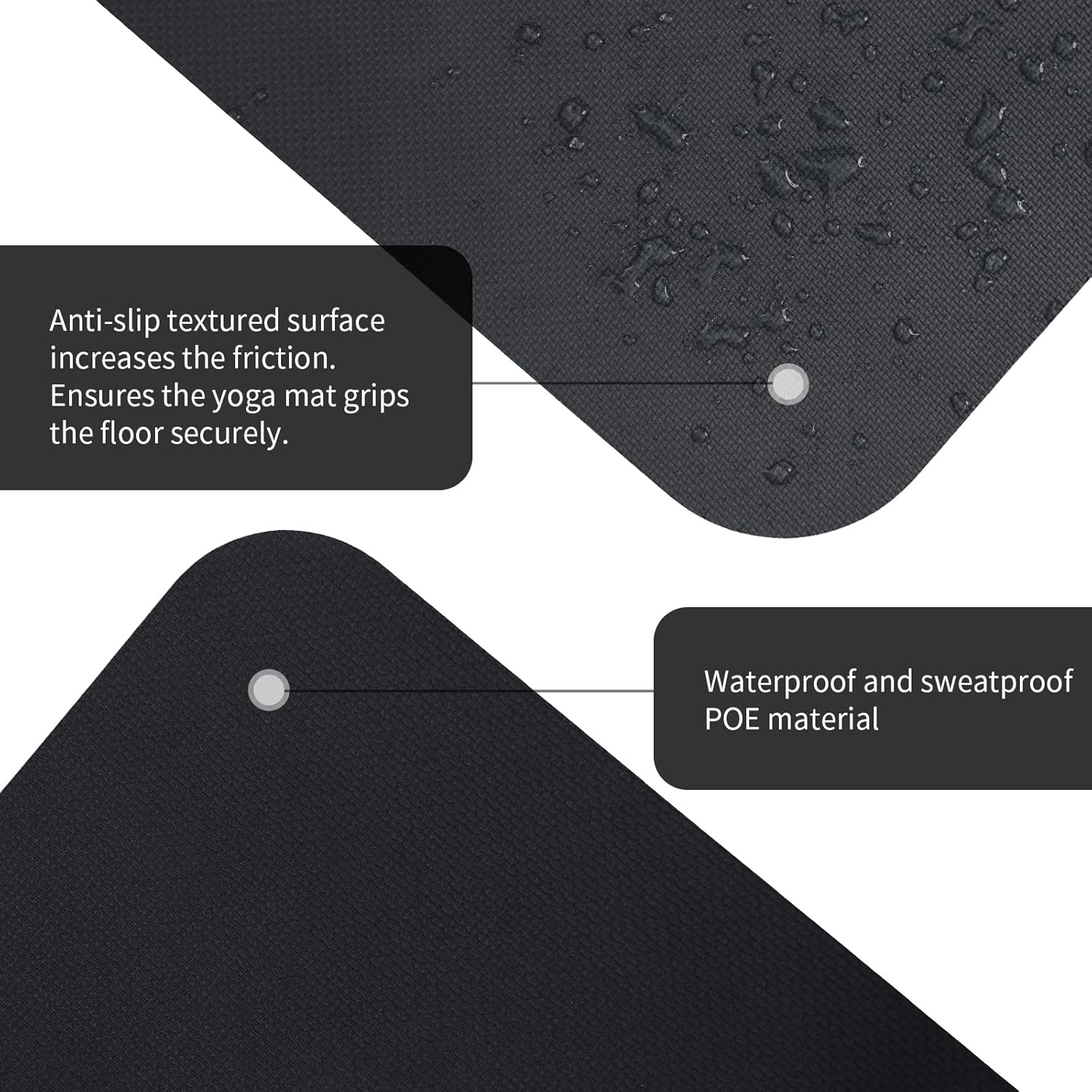 Extra Wide yoga mat 70cm Non Slip POE Exercise Mat Eco Friendly High Resiliency Fitness Mats With Strap for Women,gymnastics, Pilates, Home, Floor, Workout