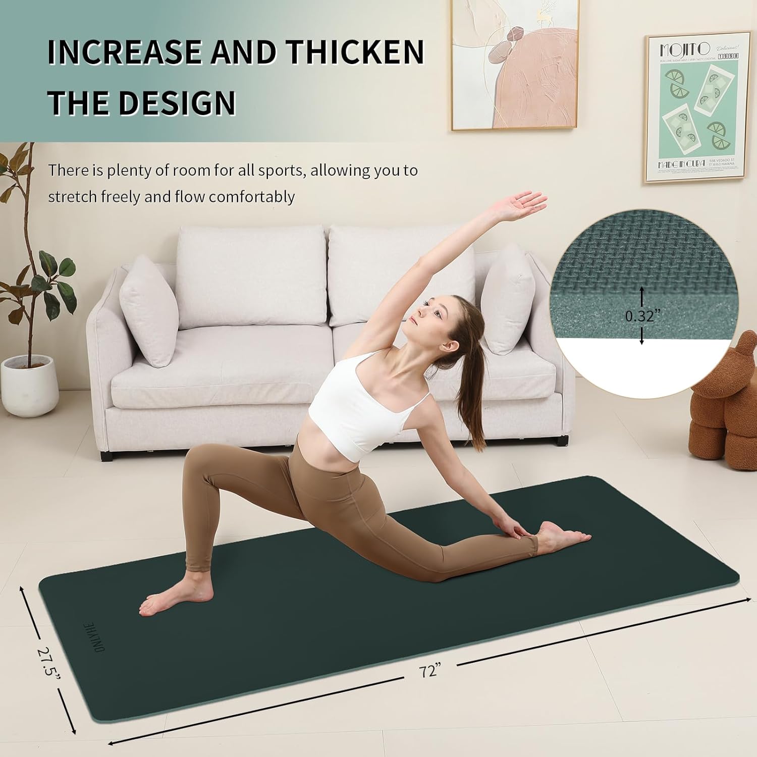 Extra Wide yoga mat 70cm Non Slip POE Exercise Mat Eco Friendly High Resiliency Fitness Mats With Strap for Women,gymnastics, Pilates, Home, Floor, Workout
