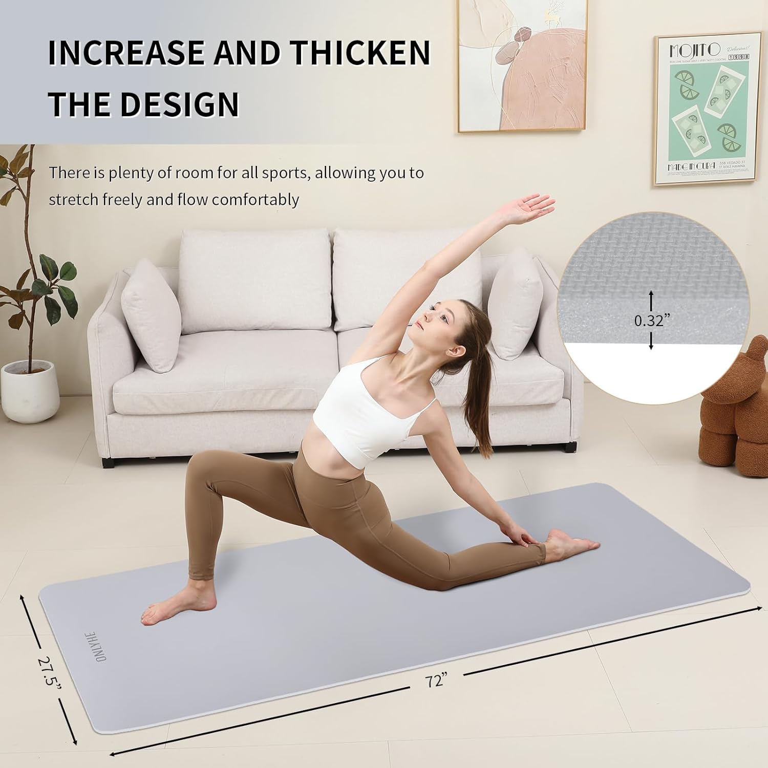 Extra Wide yoga mat 70cm Non Slip POE Exercise Mat Eco Friendly High Resiliency Fitness Mats