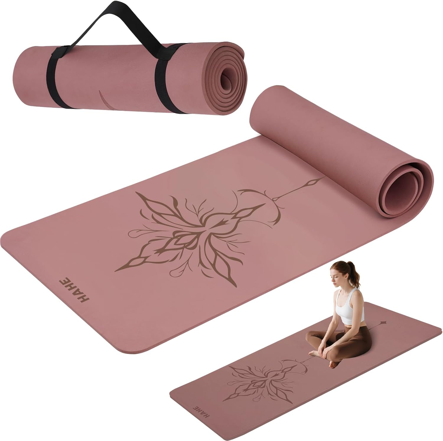 Yoga Mat POE Non Slip Yoga Mat,High Rebound Shock Absorption, Anti-Tear Sweat-Resistant for Yoga, Fitness, Home, Workouts, Large Pilates Mats with Carrying Strap